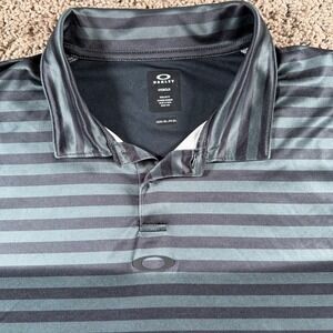 Oakley Hydrolix Striped Golf Polo Shirt mens 2XL Grey Black performance athletic